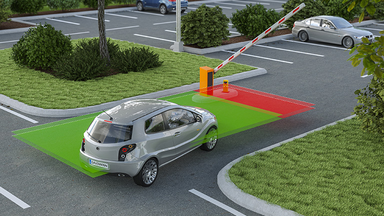 Ernst B. Gausmann GmbH – 3D Infografik einer elektrischen Schranke in der Anwendung (Milieur-Rendering)
