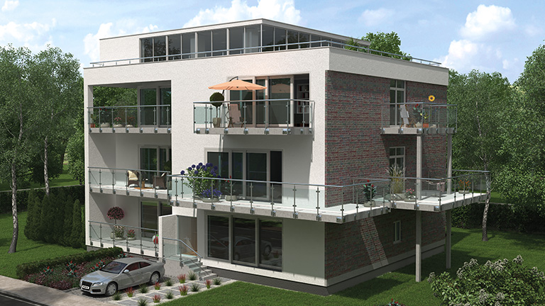 HALFEN – Wohnhaus mit Balkon (3D Rendering)
