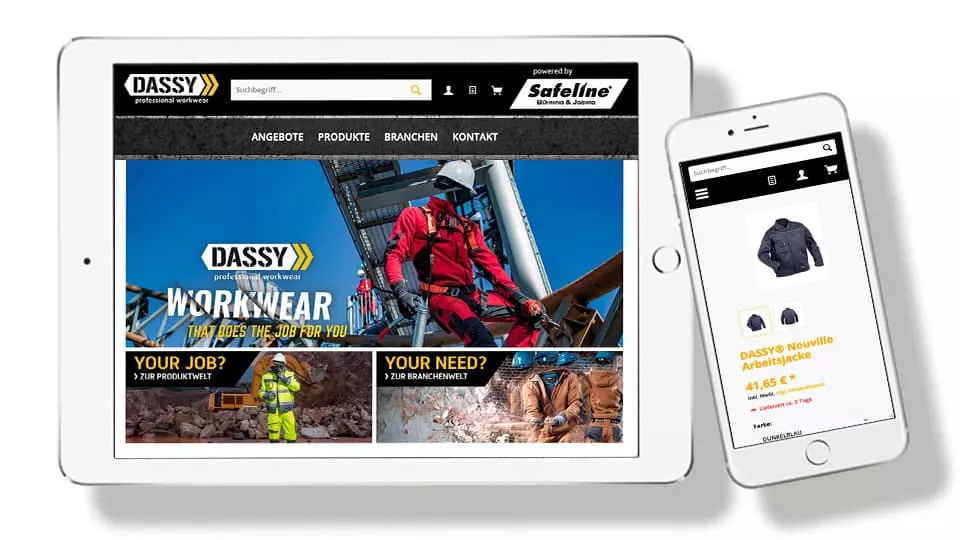 Dassy Onlineshop auf verschiedenen Endgeräten von LOGLAN media - Werbeagentur in Dortmund